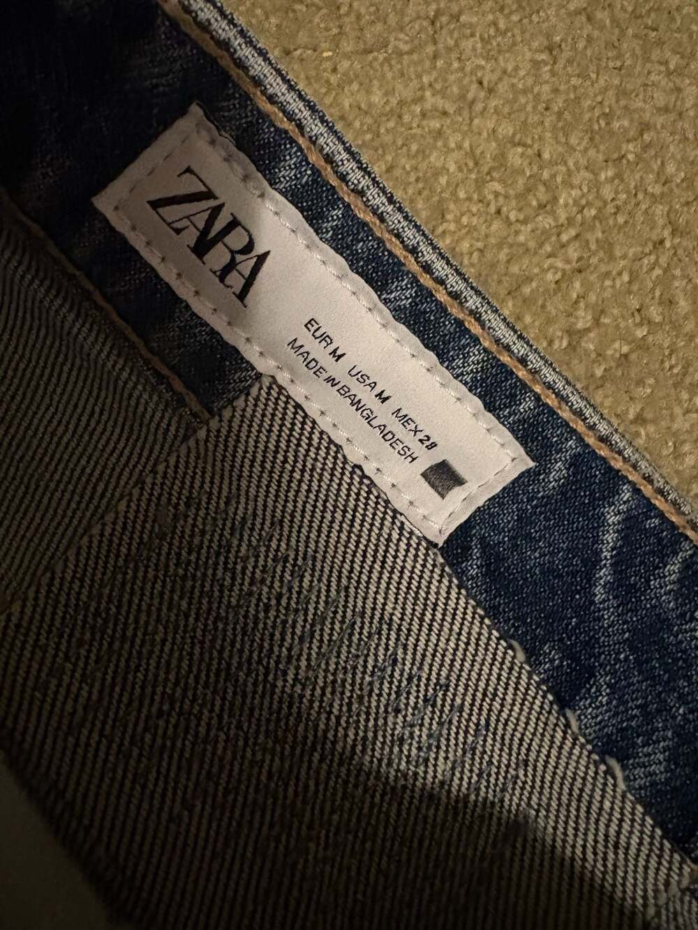 ZARA Patchwork Slit Denim Maxi Skirt Size M - Picture 4 of 5